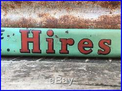 Original Vintage Hires Root Beer Sign Metal Soda Door Push Sign 2 3/4 x 32 1/2