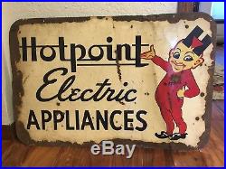 Original Vintage Hotpoint Electric Appliances 2 Sided Metal Sign 23.5x35.5