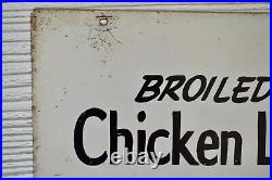 Original Vintage Metal Painted Broiled Chicken Leg Diner Sign