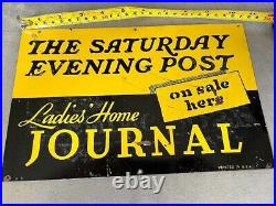 Original Vintage Metal Sign Saturday Evening Post and Ladies Home Journal