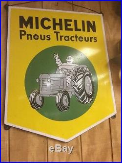 Original Vintage Michelin Tractor Tire Porcelain Sign