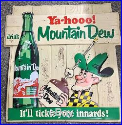 Original Vintage Mountain Dew Advertising Sign Ya-hooo