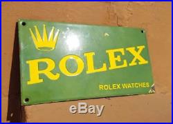 Original Vintage Old Antique Rare ROLEX Watches Ad Porcelain Enamel Sign Board