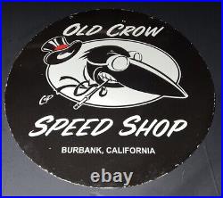 Original Vintage Old Crow Speed Shop Sign Double Sided 30