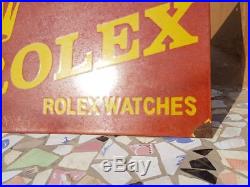 Original Vintage Old Very Rare ROLEX Watches Ad Red Porcelain Enamel Sign Board