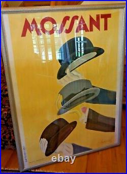 Original Vintage Poster by Leonetto Cappiello Mossant Hats 1938 Yellow Art Deco