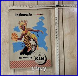 Original Vintage Scarce Klm Royal Dutch Airlines Paper Adv Sign Board/Poster