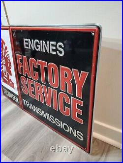 Original Vintage Tecumseh Engines Sign Metal Embossed Transmission Service Gas