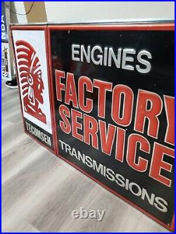 Original Vintage Tecumseh Engines Sign Metal Embossed Transmission Service Gas