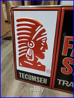 Original Vintage Tecumseh Engines Sign Metal Embossed Transmission Service Gas