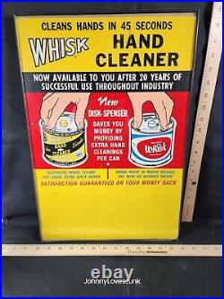 Original Vintage Whisk Garage Hand Cleaner Advertising Easel Back Sign Gas & Oil