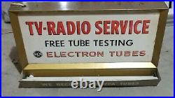 Original cool vintage RCA TV Radio Service tubes Metal light up sign