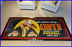 Original, rare and vintage Levi's denim advertising banner from early-1950s