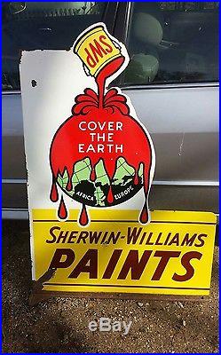 Original vintage Sherwin williams porcelain flange sign