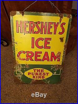 Original vintage porcelain Hershey's ice cream sign rare! Double sided