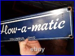 Porcelain Sign flow a matic Columbus Ohio sign 4 x 15.1/4 Vintage Advertisement