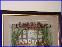 Pre-Prohibition Poster Sign Vintage Old Diamond Wine Co Champagne Brewery Beer
