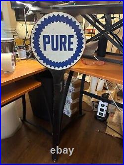 Pure Oil Sign Wooden on 42 inch stand from Gas station Vintage advertising