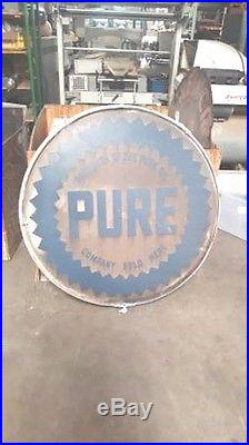 Pure oil double sided with mount ring stand Vintage Original Sign gas oil
