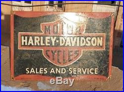 RARE 1930's Old Vintage Harley Davidson Motorcycle Porcelain Enamel Sign Board