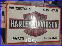 RARE 1930's Old Vintage Harley Davidson Motorcycle Porcelain Enamel Sign Board