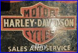 RARE 1930's Old Vintage Harley Davidson Motorcycle Porcelain Enamel Sign Board