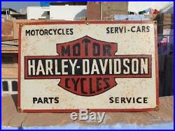 RARE 1930's Old Vintage Harley Davidson Motorcycle Porcelain Enamel Sign Board