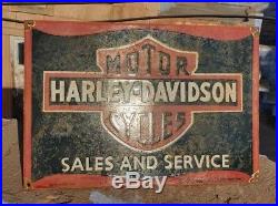 RARE 1930's Old Vintage Harley Davidson Motorcycle Porcelain Enamel Sign Board