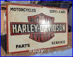 RARE 1930's Old Vintage Harley Davidson Motorcycle Porcelain Enamel Sign Board