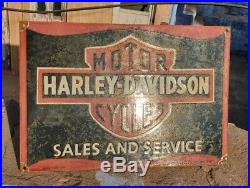 RARE 1930's Old Vintage Harley Davidson Motorcycle Porcelain Enamel Sign Board