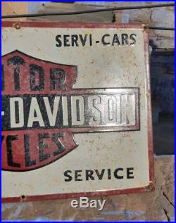 RARE 1930's Old Vintage Harley Davidson Motorcycle Porcelain Enamel Sign Board