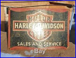 RARE 1930's Old Vintage Harley Davidson Motorcycle Porcelain Enamel Sign Board