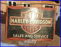 RARE 1930's Old Vintage Harley Davidson Motorcycle Porcelain Enamel Sign Board