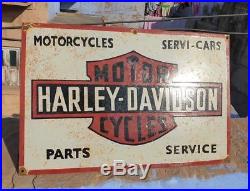 RARE 1930's Old Vintage Harley Davidson Motorcycle Porcelain Enamel Sign Board