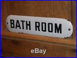 RARE 1940s OLD ORIGINAL EARLY BATH ROOM PORCELAIN SIGN VINTAGE ANTIQUE HOTEL GAS