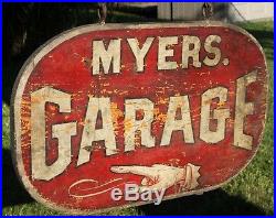 RARE Early 1900s Antique VTG Wooden Garage Trade Sign AD Gas Oil Auto AAFA ORIG