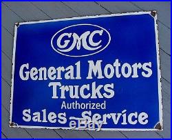 RARE NEAR MINT 1940s Vintage GMC TRUCKS SALES SERVICE Old Porcelain Dealer Sign