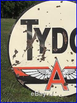 RARE ORIGINAL Vintage 6 Ft. TYDOL FLYING A PORCELAIN pole sign GAS oil Station