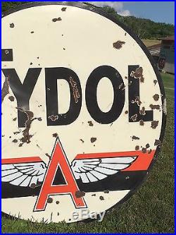 RARE ORIGINAL Vintage 6 Ft. TYDOL FLYING A PORCELAIN pole sign GAS oil Station