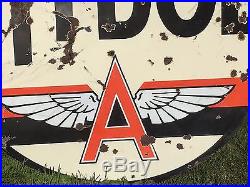 RARE ORIGINAL Vintage 6 Ft. TYDOL FLYING A PORCELAIN pole sign GAS oil Station