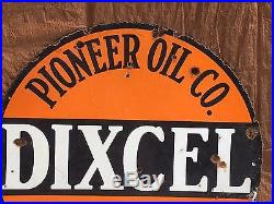 RARE ORIGINAL Vintage PIONEER OIL CO DIXCEL Sign DSP PORCELAIN GAS Station OLD