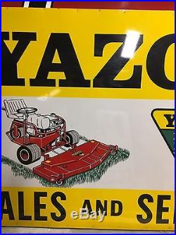 RARE ORIGINAL Vintage YAZOO MASTER MOWER SALES & SERVICE Sign Lawn Yard LARGE