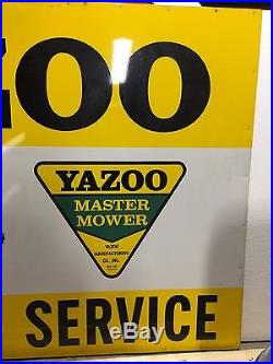 RARE ORIGINAL Vintage YAZOO MASTER MOWER SALES & SERVICE Sign Lawn Yard LARGE