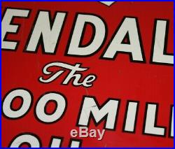 RARE Old Vintage Metal Enamel Kendall Motor Oil 2000 Mile Sign 2-sided WithFlange