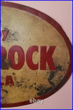 RARE Original Vintage Red Rock Cola Advertising Sign Metal Oval