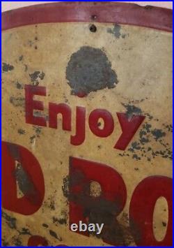 RARE Original Vintage Red Rock Cola Advertising Sign Metal Oval