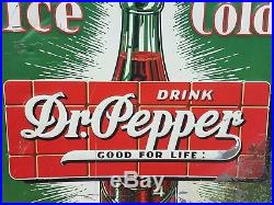 RARE VINTAGE 1930s DR. PEPPER BRICK TIN CURB SERVICE SODA ADVERTISING SIGN
