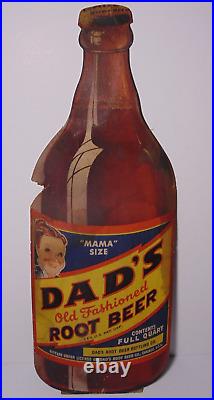 RARE VINTAGE 1950s DAD'S ROOT BEER SIGN MAMA SIZE STAND UP SIGN POP SODA SIGN