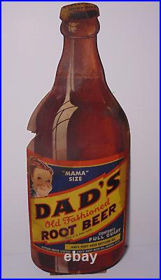 RARE VINTAGE 1950s DAD'S ROOT BEER SIGN MAMA SIZE STAND UP SIGN POP SODA SIGN