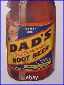 RARE VINTAGE 1950s DAD'S ROOT BEER SIGN MAMA SIZE STAND UP SIGN POP SODA SIGN